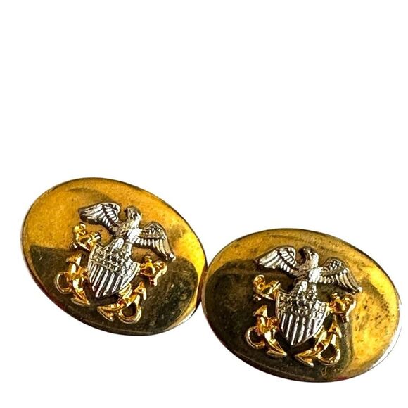 USMC WW 2 cufflinks silver gold tone - Picture 1 of 9